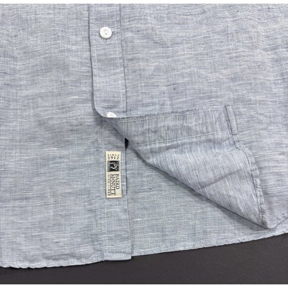 J Crew Mens Baird McNutt Irish Linen Blend Shirt Sz Medium Long Sleeve Blue - Picture 6 of 13